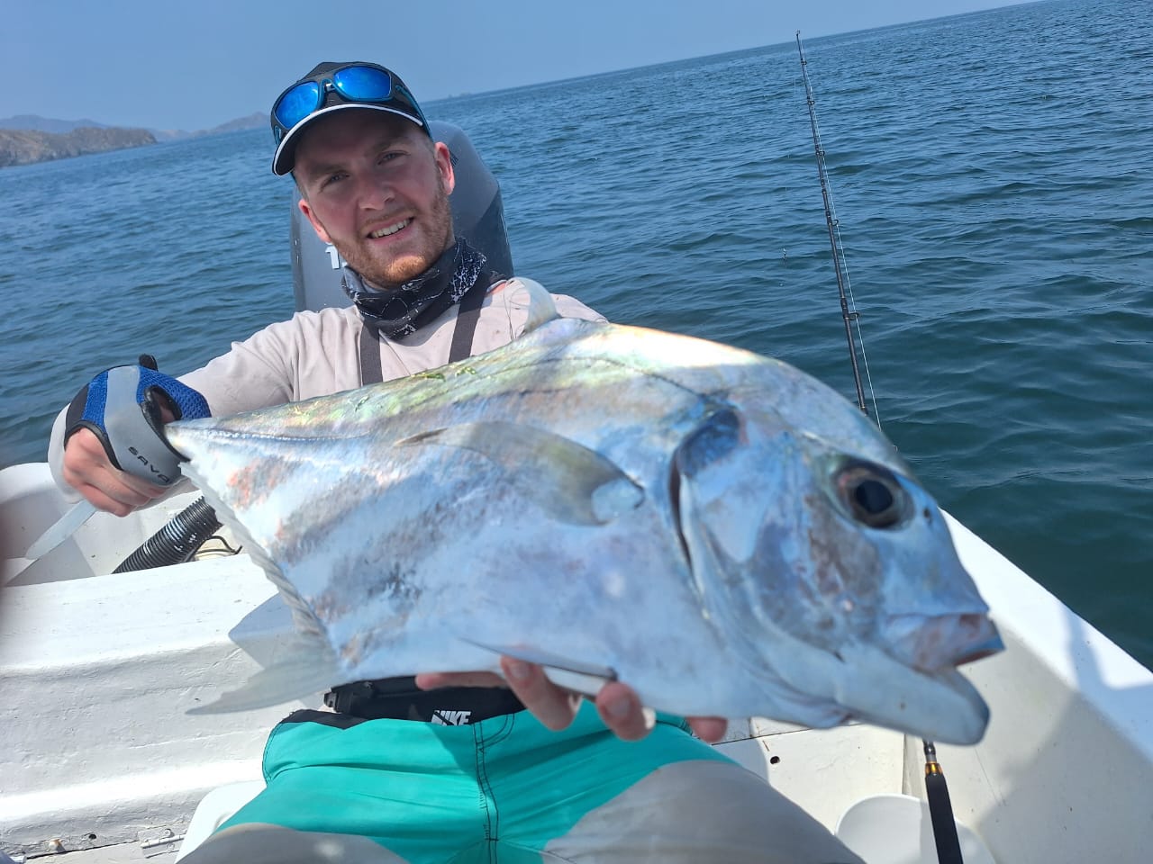 Angler with jack crevalle on inshore fishing trip El Jobo Costa Rica